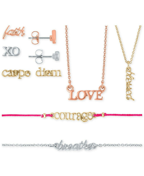 RACHEL Roy Tri-Tone Stud Earrings, Pendant Necklace & Bracelet 7 days Adornment