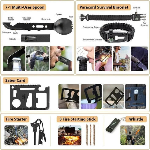 Emergency Survival Kit First Aid Bug out Military Prepper Kit 250 Piece Set Camo