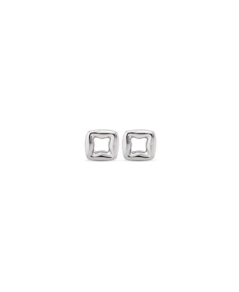 UNOde50 Metal Alloy Clasp Stud Earrings Silver