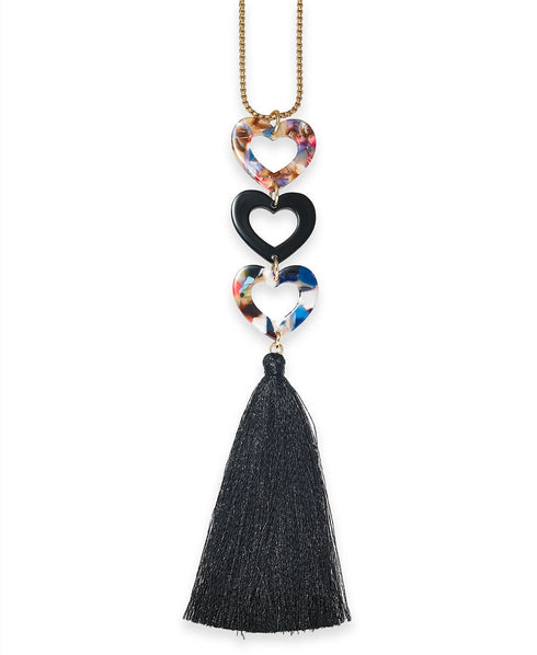 INC Gold-Tone Resin Heart & Tassel Pendant Necklace, 30" + 3" extender