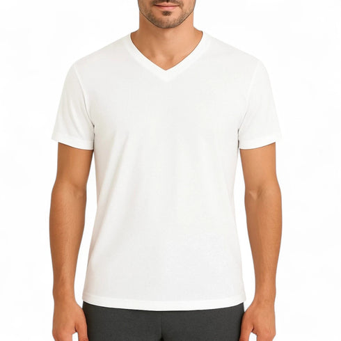 Alfani 4-Pack 100% Cotton V-Neck Regular Fit Tagless Men's T-Shirts White Large