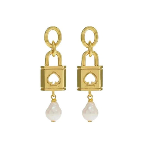 Kate Spade New York Lock And Spade Pearl Drop Earrings Gold