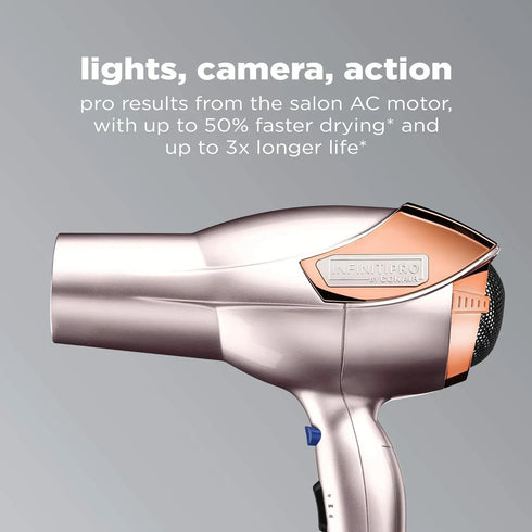 InfinitiPro Conair 1875W Ionic Hair Dryer – Rose Gold Professional Blow Dryer