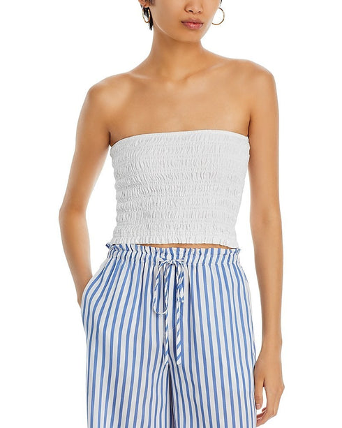 Bella Dahl Smocked Linen Tube Top White Size XS