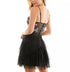 City Studios Juniors' Embroidered-Bodice Tulle-Skirt Dress Black Periwinkle 0P