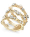 Inc Gold-Tone 3-Pc Set Kiska Pearl & Crystal Stacking size 10 Rings $34