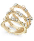 Inc Gold-Tone 3-Pc Set Kiska Pearl & Crystal Stacking size 10 Rings $34