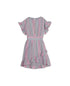 RARE EDITIONS Big Girls Stripe Linen Dress with Necklace Gray& Pink Size 8