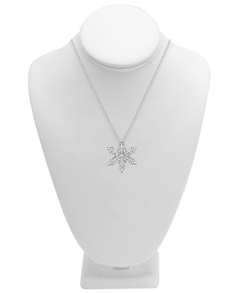 Diamond Snowflake 18" Pendant Necklace (1/10 ct. t.w.) in Sterling Silver