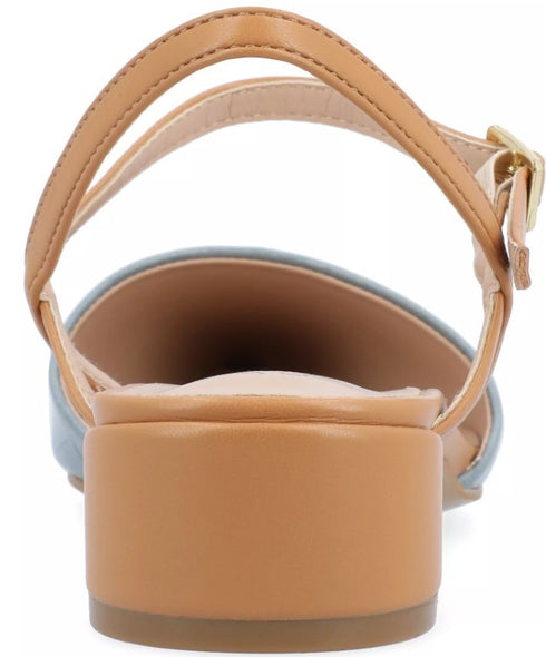 Journee Collection Women's Brynn Block Heel Pointed Toe Flats Blue 10M