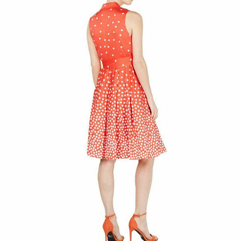 Anne Klein Dot-Print Faux-Wrap Dress - Cape Cod/White Size 4