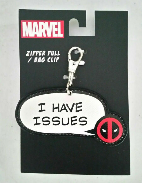 Deadpool Logo I Have Issues Comic Bubble Zipper Pull Bag Clip Lanyard Dangler