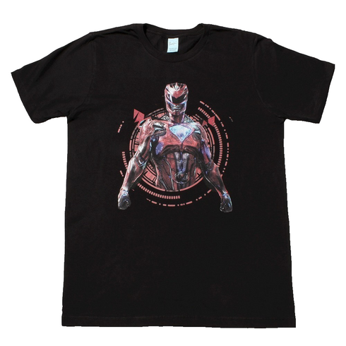 Men's Power Rangers Red Ranger Black T-Shirt Size XL