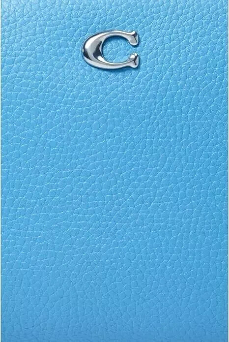 COACH Small Wristlet - CH818 Pool (Blue) Polished Pebble Leather $95