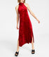 Bar III Women's Halter-Neck Side-Slit Maxi Dress Red XL