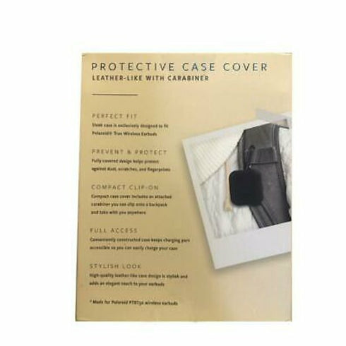 Polaroid Leather-Like W/ Carabiner Protective Case Cover For Wireless Earbuds