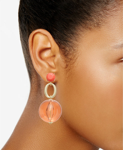 INC Gold-Tone Stone & Bead Drop Earrings Coral 2 1/3" $29.50