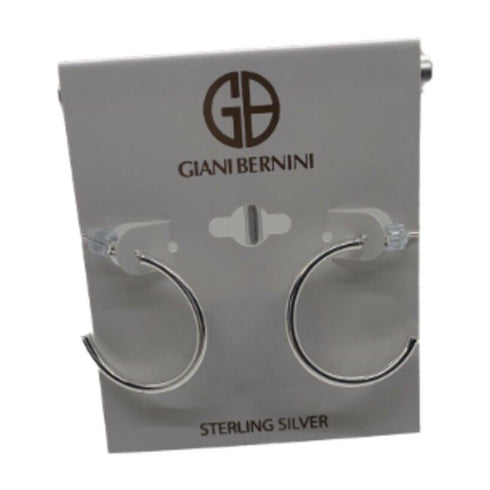 Giani Bernini Sterling Silver "J" Hoop Earrings length about 1 inch width 1/2 in