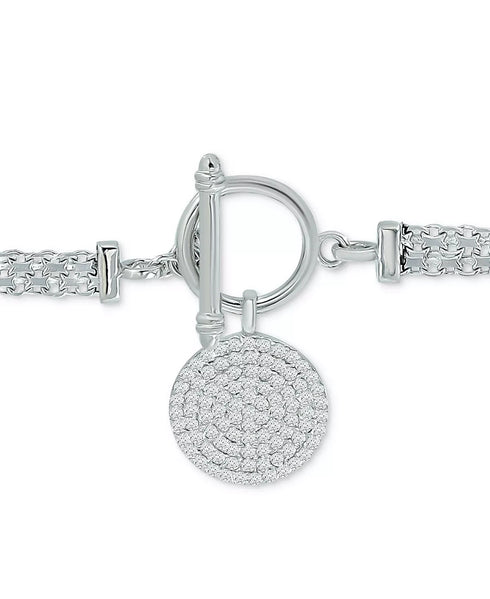 GIANI BERNINI Cubic Zirconia Pavé Disc 17" Toggle Necklace in Sterling Silver