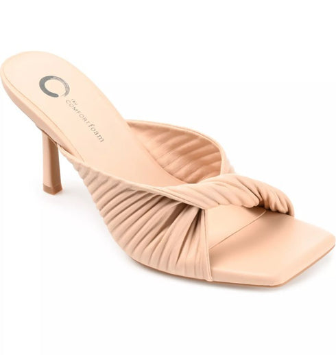 Journee Collection Women's Greer Square Toe Dress Sandals Nude 8M