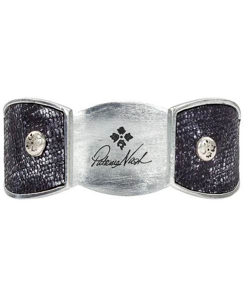 Patricia Nash Silver-Tone Textured Leather Inset Cuff Bracelet