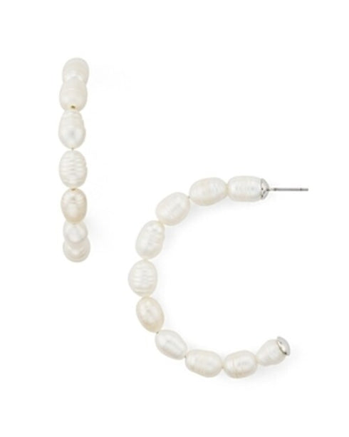 Aqua Cultured Pearl Hoop Earrings