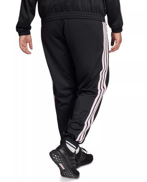 adidas Womens Plus Size Tricot 3-Stripes Track Pants Black Clear Pink 1X