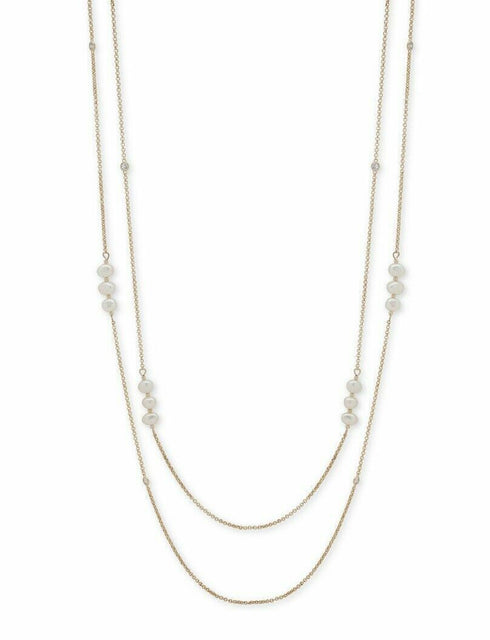 Lauren Ralph Lauren Gold Double Strand Faux Pearl 42” Necklace