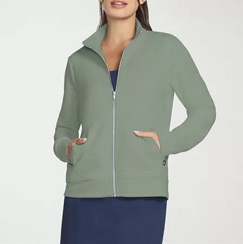 Skechers Women's Go Walk Ribbed Jacket Ottoman Full Zip Light Green XL