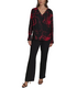 Donna Karan New York Women's Printed V-Neck Blouse Metropolitan Red L