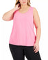ID Ideology Plus Size Solid Essentials Crewneck Tank Top Molten Pink 1X