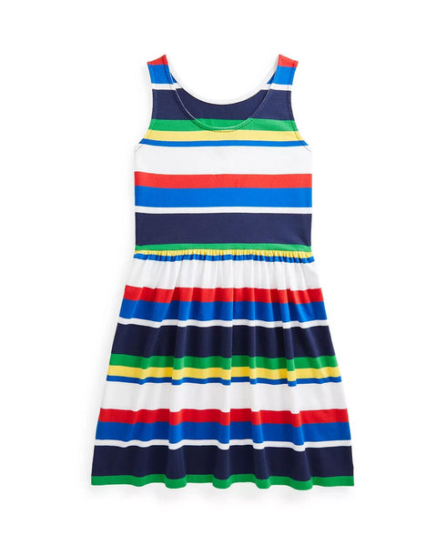 Polo Ralph Lauren Big Girls Striped Jersey Dress Blue Multi Size XL (16)