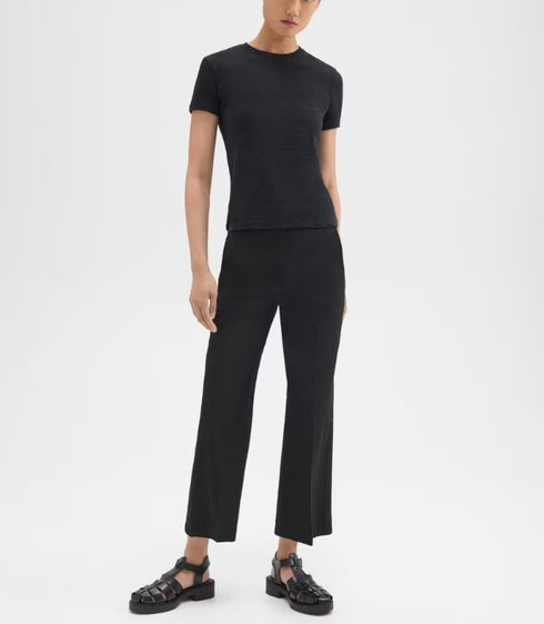 Theory Wide Crop Pant in Good Linen Black 00