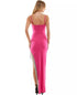 City Studios Juniors' Asymmetrical Fringe-Trim Gown Hot Pink 3