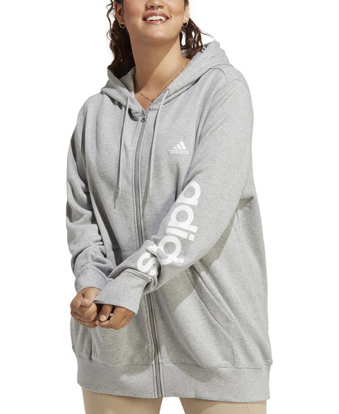 adidas Women's Plus Size Cotton French Terry Logo Hoodie Gray 3X