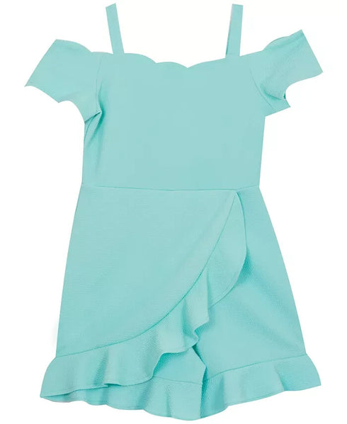 RARE EDITIONS Big Girls Textured Faux Wrap Romper Mint Size 16