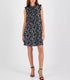 Robbie Bee Women's Printed Tie-Neck A-Line Dress Ivory Black M