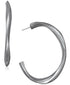 Alfani Hematite-Tone Sculpted Open Medium Hoop Earrings 2"