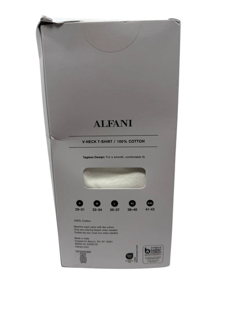Alfani 4-Pack 100% Cotton V-Neck Regular Fit Tagless Men's T-Shirts White Large