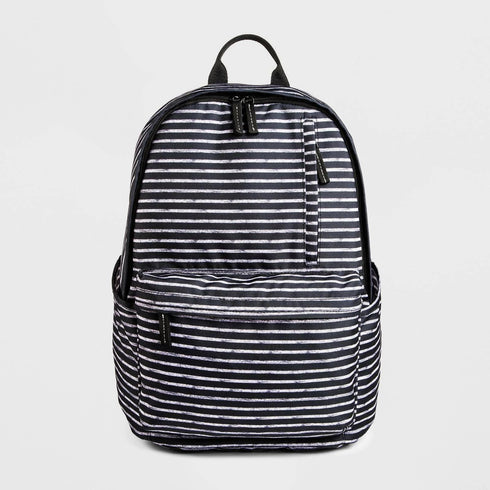Mossimo Black & White Striped Nylon Laptop Backpack Bag