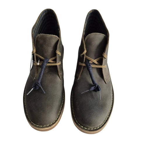 Clarks Men Bushacre 2 Olive Oily Leather US 9 M Green Chukka Boots