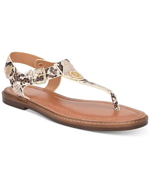 Tommy Hilfiger Women's Bennia Flat Sandal Snake Pattern Size 9.5M