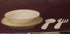 Four Piece Melamine Serving Set - Cream Color - Platter, Bowl, Fork and Spoon