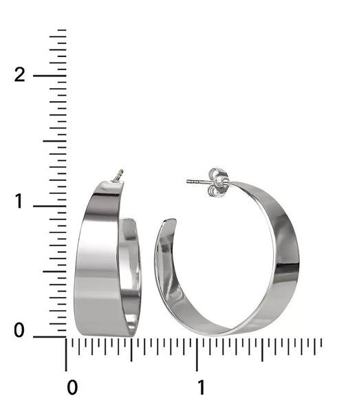 MACY'S Flat Round Hoop Earrings Sterling Silver