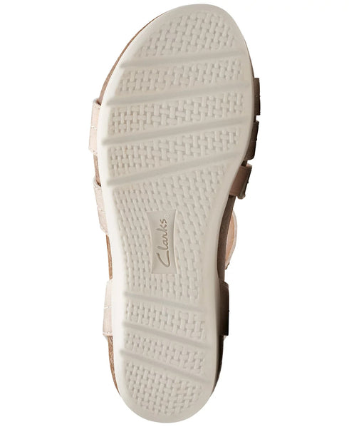 Clarks Women's Calenne Clara Strappy Wedge Sandals Bronze Size 9W