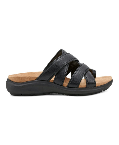 Easy Spirit Women's Westly Strappy Slip-On Sandals Black Size 9.5W