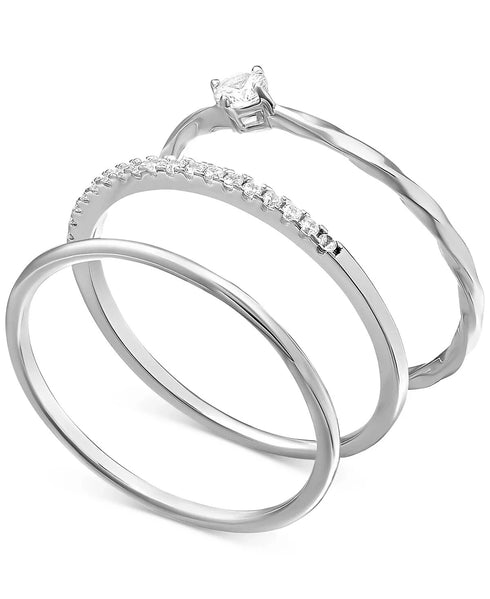 GIANI BERNINI 3-Pc. Set Cubic Zirconia Stackable Rings in Sterling Silver Size 8