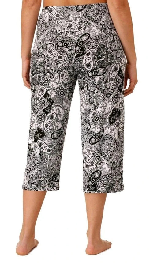 Ellen Tracy Black/White Soft Rayon Capri Pajama Sleep Pants Size 1XL