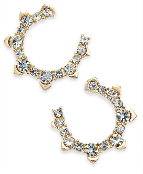 Inc Gold-Tone Crystal Bypass Small Hoop Earrings $29.50