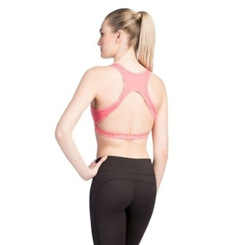 Mesh Strap Padded Sports Bra Coral Size Medium- Velvet Rose Pink/Pink Womens